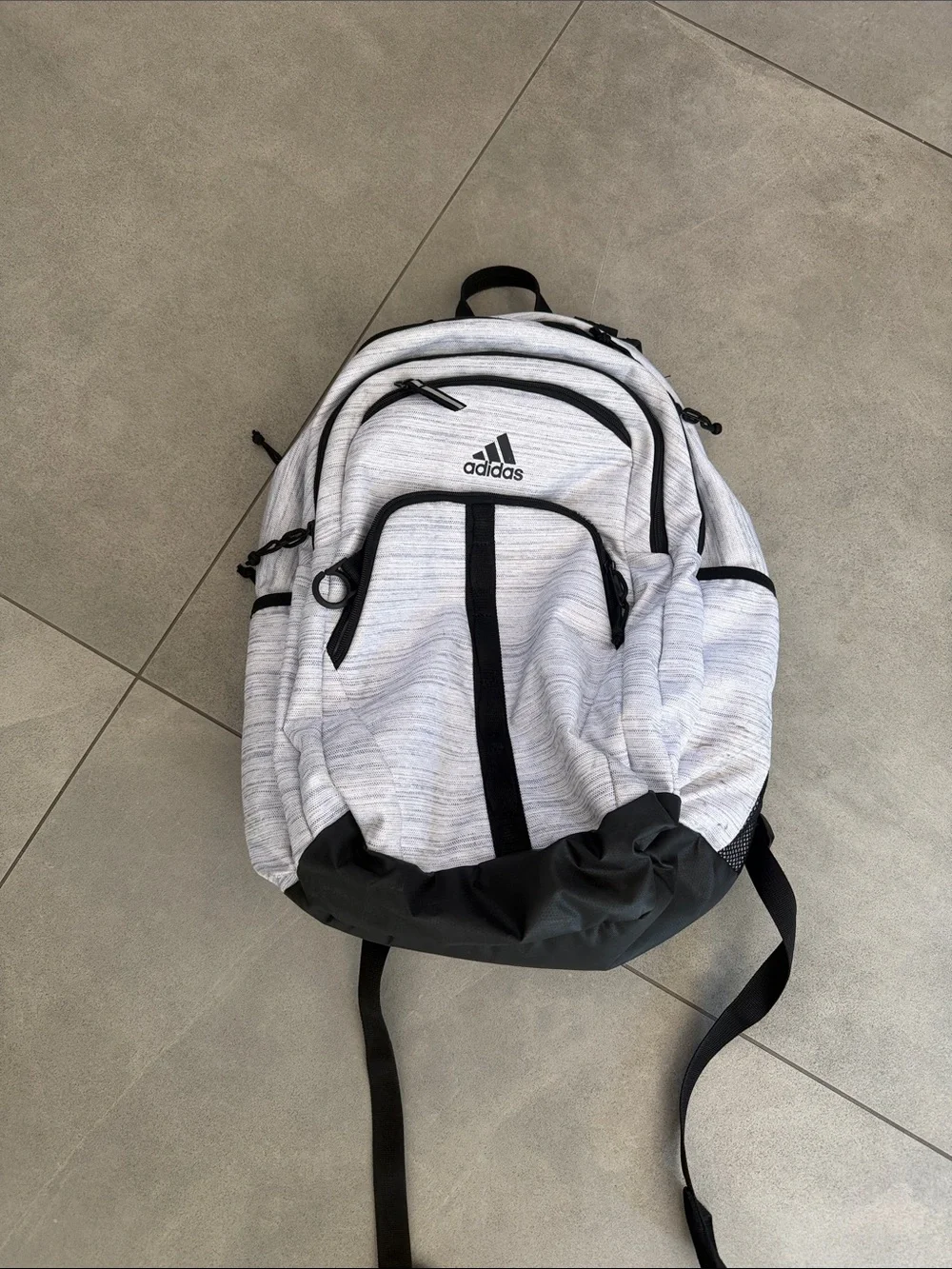 adidas White and Black Striped Everyday Backpack